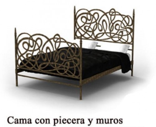 Cama metalica de Forja (con piecera y muros) 1215-Algarabia