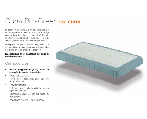Colchón Cuna Antiahogo 284-CUNA BIO-Green