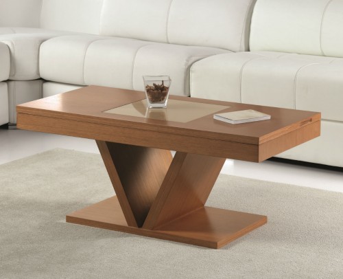 Mesa de centro moderna elevable madera 194-252