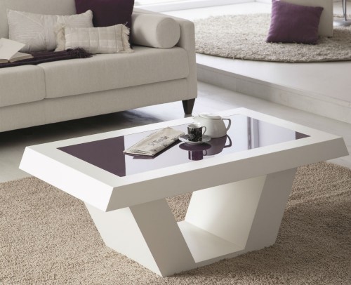 Mesa de centro elevable moderna lacado blanco 25-22
