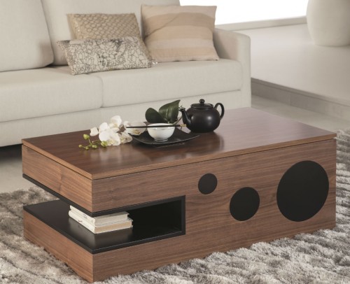 Mesa centro moderna tapa madera elevable color lacado blanco 25-20