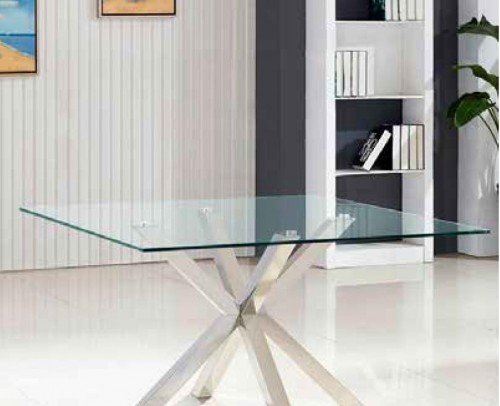 Mesa comedor moderna cuadrada cristal metálica 999-69