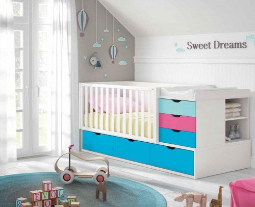 Cuna Convertible en cama Dormitorio Juvenil 69-L16