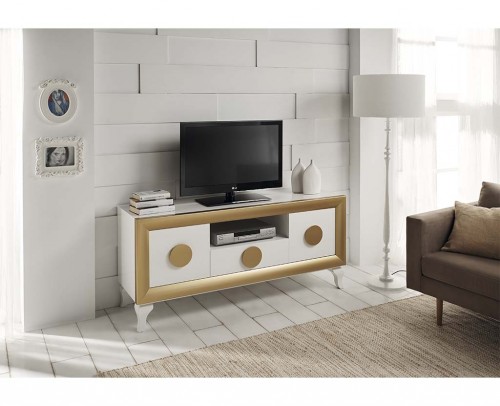 Mesa TV moderna lacado brillo 194-2012 Blanco