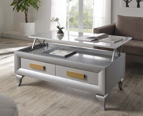 Mesa de centro moderna elevable 194-2035 Gris-Oro
