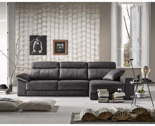 Sofá chaise longue moderno, negro 1041-02