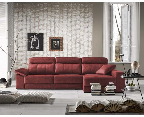 Sofá chaise longue moderno, rojo 1041-02