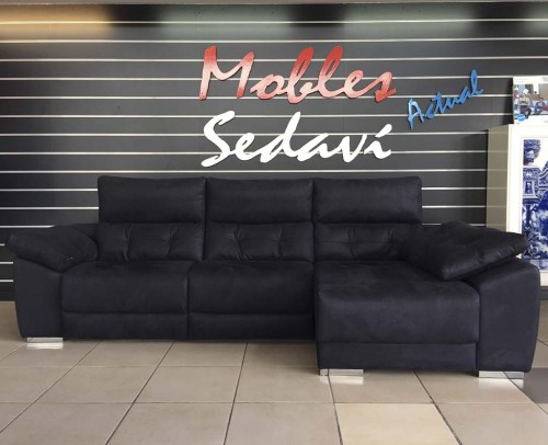 Sofá chaise longue moderno, negro 1041-01