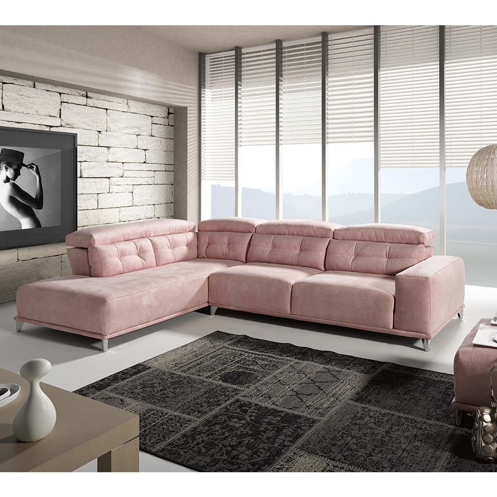 Sofá chaise longue moderno, rosa 1041-05 | Mobles Sedaví