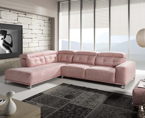 Sofá chaise longue moderno, rosa 1041-05