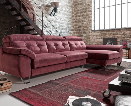 Sofá chaise longue moderno, rojo 1041-07