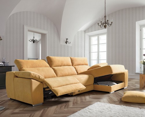 Sofá chaise longue moderno, amarillo 1041-09