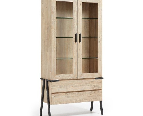 Vitrina vintage industrial de madera de acacia, 513-46