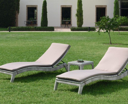 Tumbona exterior moderna, rattán sintético blanco 1031-085