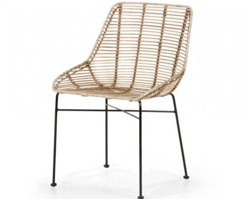 Silla trenzada acero y rattán blanco 1349-21