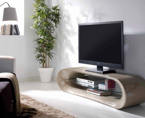 Mesa TV moderna lacado brillo taupé 393-5052