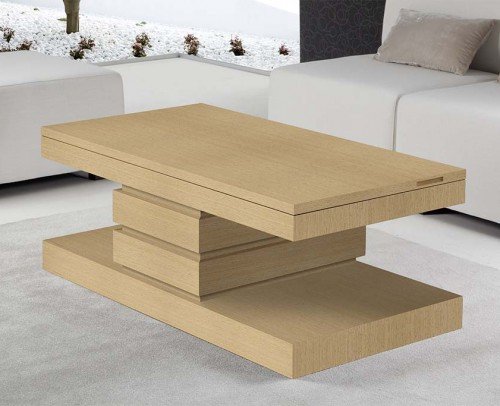 Mesa de centro moderna elevable madera 194-167