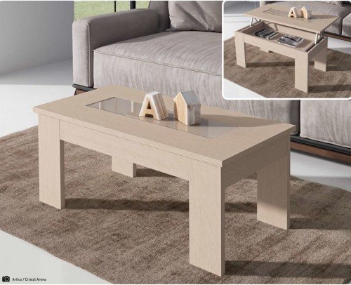 Mesa de centro moderna elevable madera 194-385