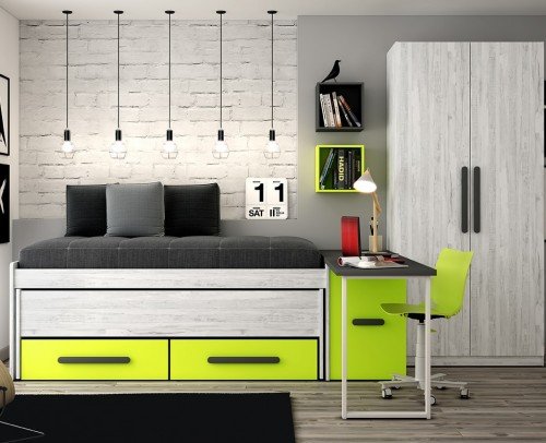 Dormitorio juvenil infantil moderno económico 60-331