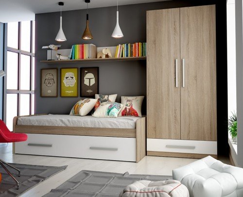 Dormitorio juvenil infantil moderno económico 60-333