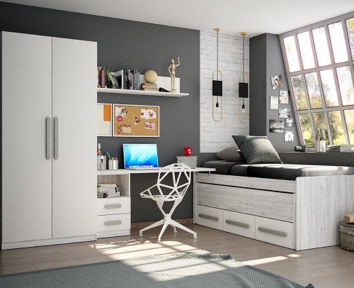 Dormitorio juvenil infantil moderno económico 60-334