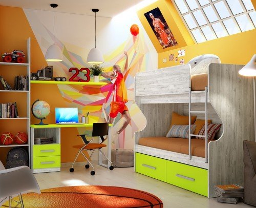 Litera Dormitorio juvenil infantil moderno económico 60-337