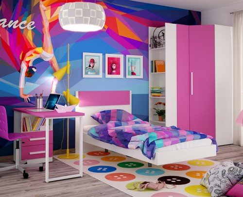 Dormitorio juvenil infantil moderno económico 60-339