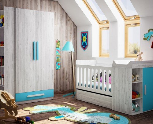 Cuna convertible Dormitorio infantil moderno económico 60-341