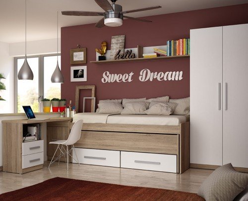 Dormitorio juvenil infantil moderno económico 60-344