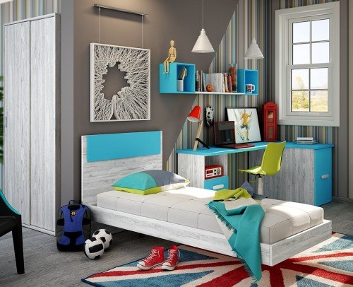 Dormitorio juvenil infantil moderno económico 60-345
