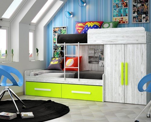 Litera Dormitorio juvenil infantil moderno económico 60-349
