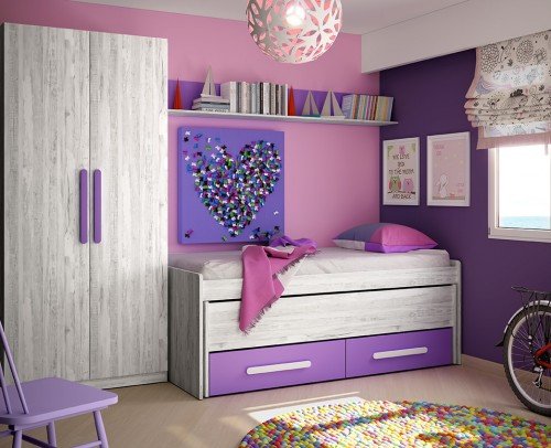 Dormitorio juvenil infantil moderno económico 60-351