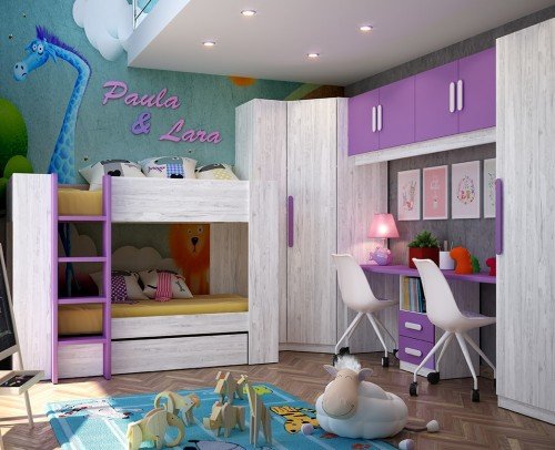 Litera Dormitorio juvenil infantil moderno económico 60-355