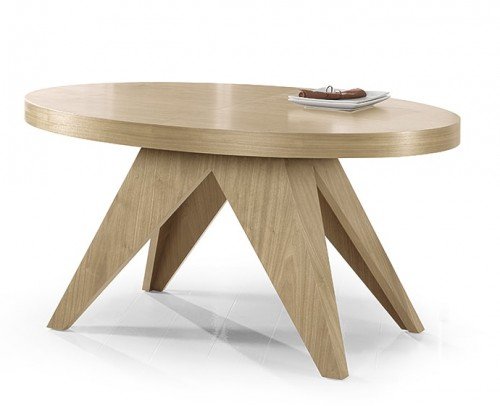 Mesa comedor ovalada moderna madera diseño 14-02