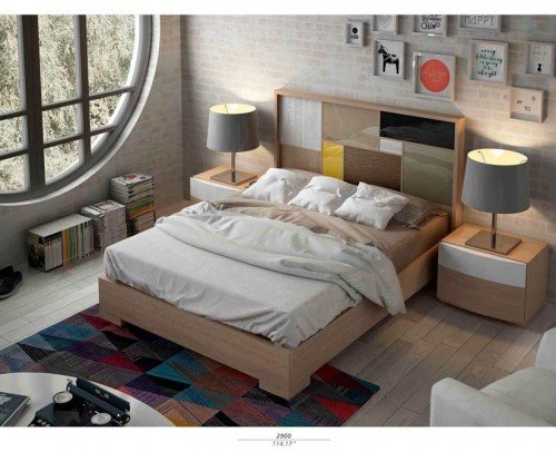 Dormitorio matrimonio moderno lacado brillo madera 11-14