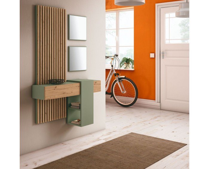 Recibidor con panel decorativo
