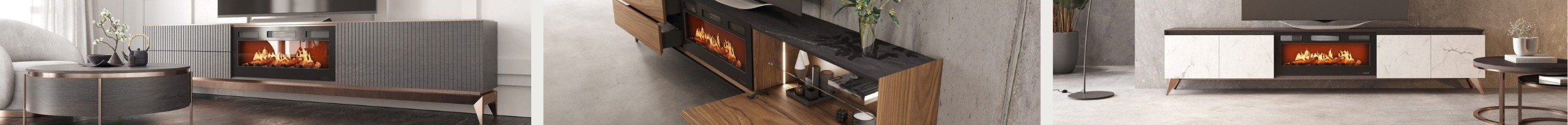 Mueble de TV con chimenea