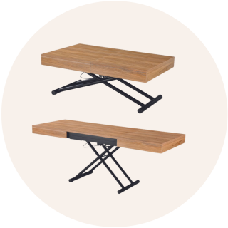 Mesa de centro elevable por sistema con pistón
