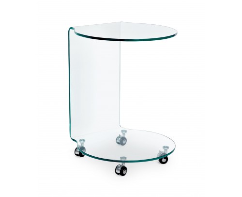 Mesa auxiliar cristal con ruedas