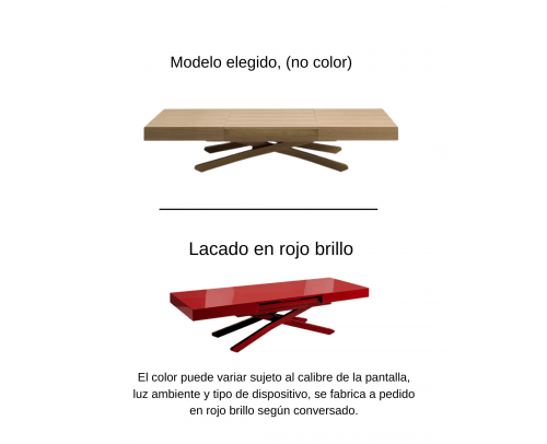 Mesa elevable 2 en 1 LACADO ROJO BRILLO
