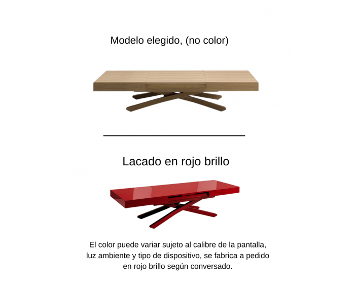 Mesa elevable 2 en 1 LACADO ROJO BRILLO