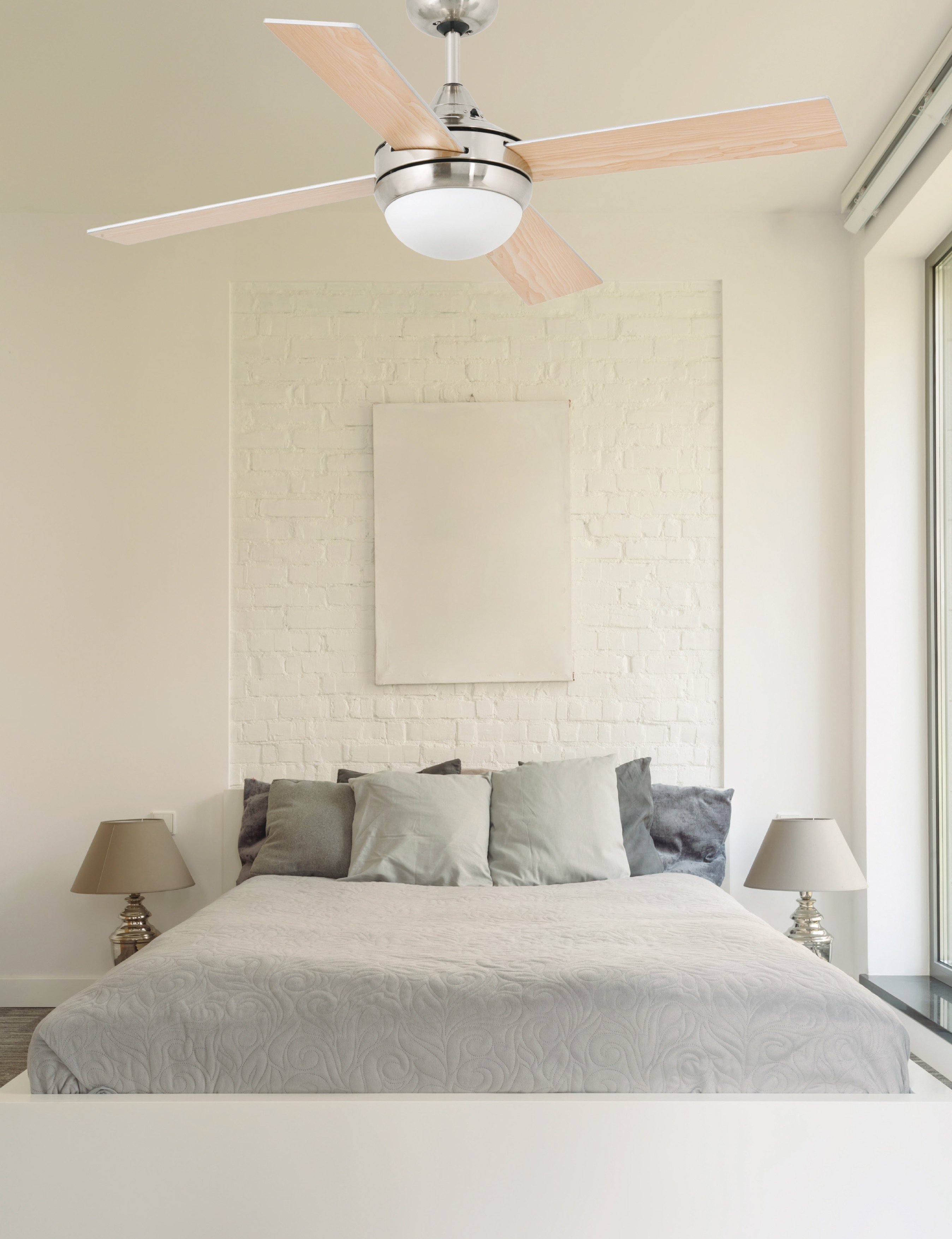 FARO MINI ICARIA Ventilador de techo con luz níquel mate FARO MINI ICARIA Ventilador de techo con luz blanco