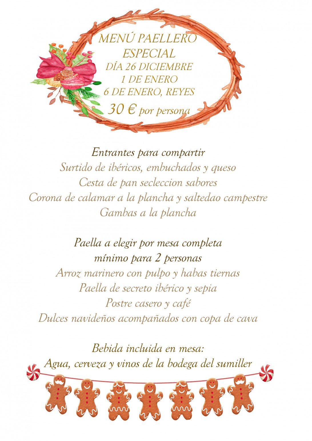Menú días Navideños