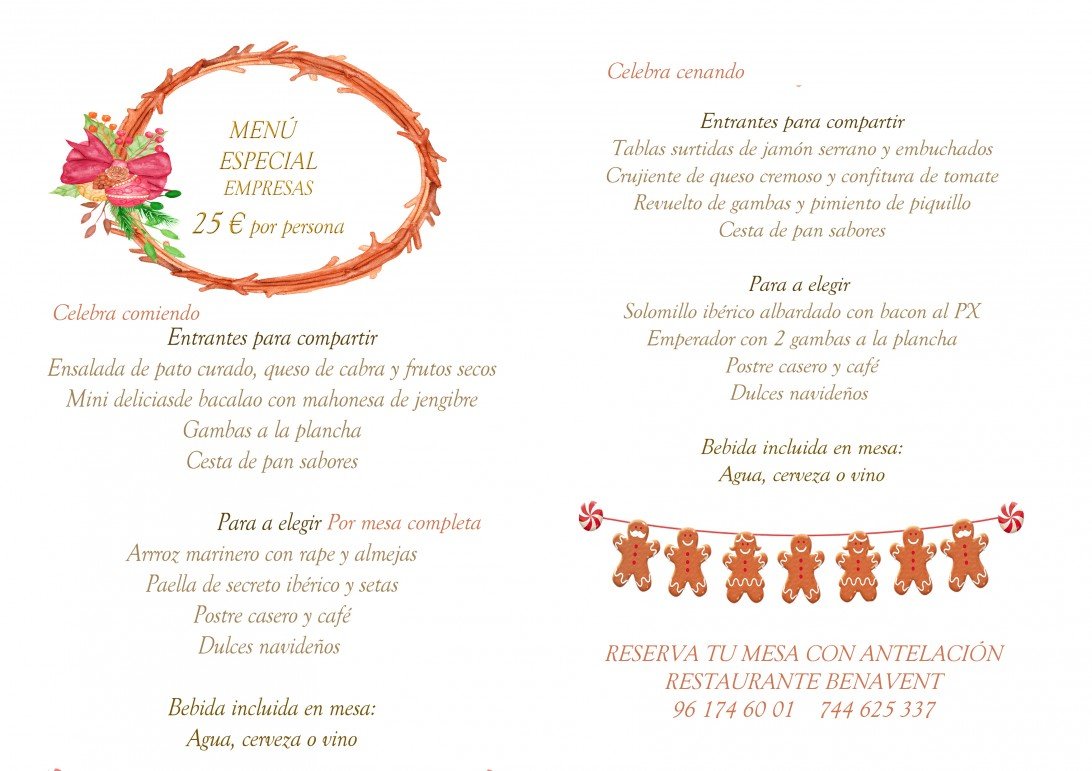 Menú de emresa Comidas o Cenas