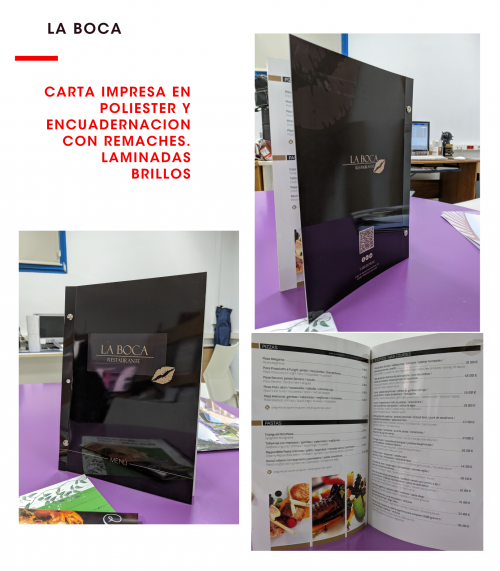 Carta para restaurante La Boca en Torrevieja