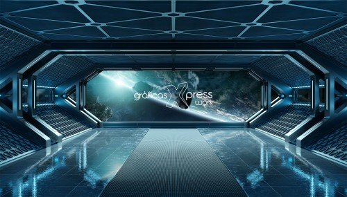 Vinilos futuristas sobre cristal