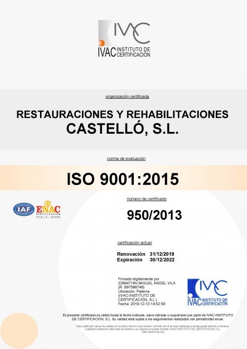 Un año más con la certificación ISO 9001