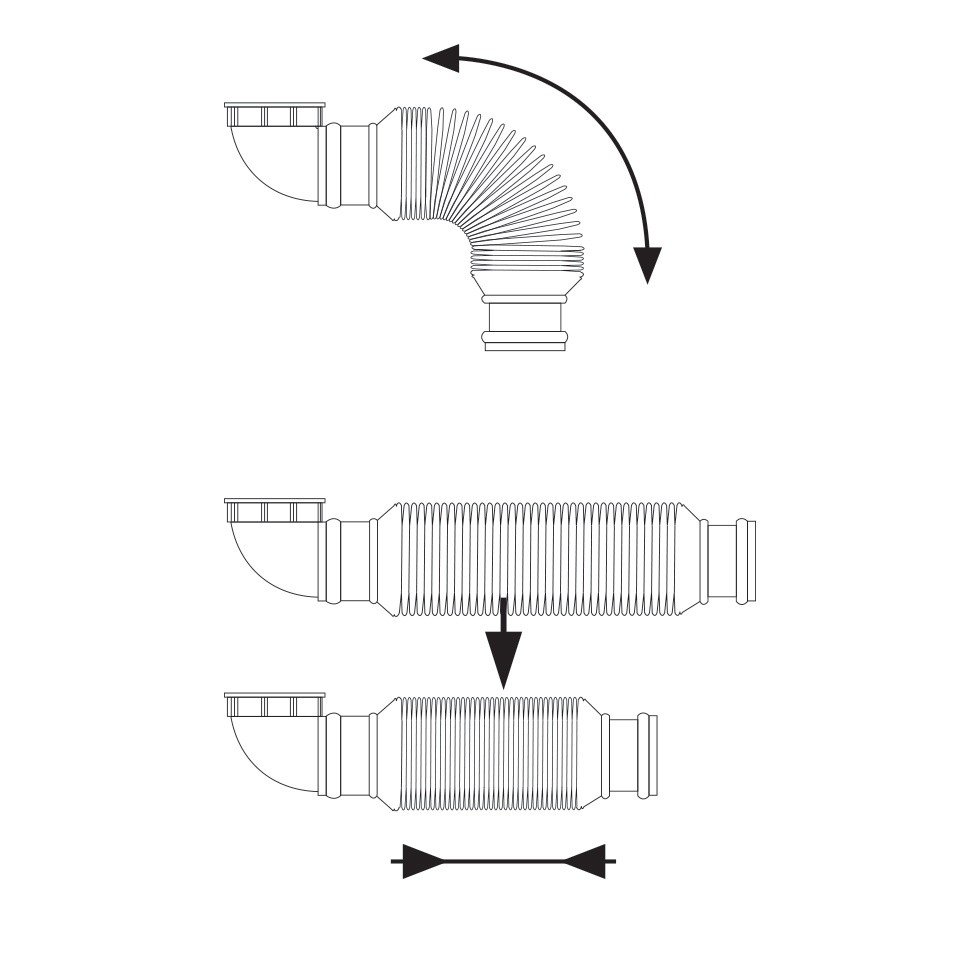 SENZO: SIFON AHORRO DE ESPACIO FLEXIBLE :: Accesorios fontanería