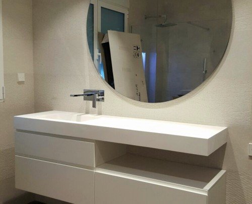 Combinación Mueble Lacado con lavabo de Solid Surface