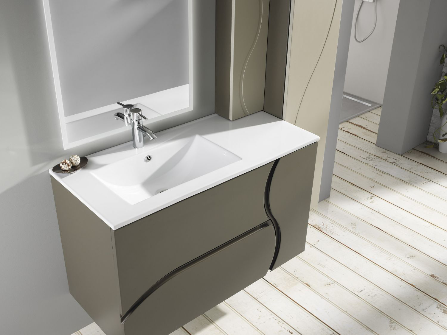 Mueble de baño con lavabo y espejo Zoe blanco 79.6x45.5 cm